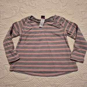 Tea Collection girls 12-18 months long sleeve striped shirt pink gray GUC